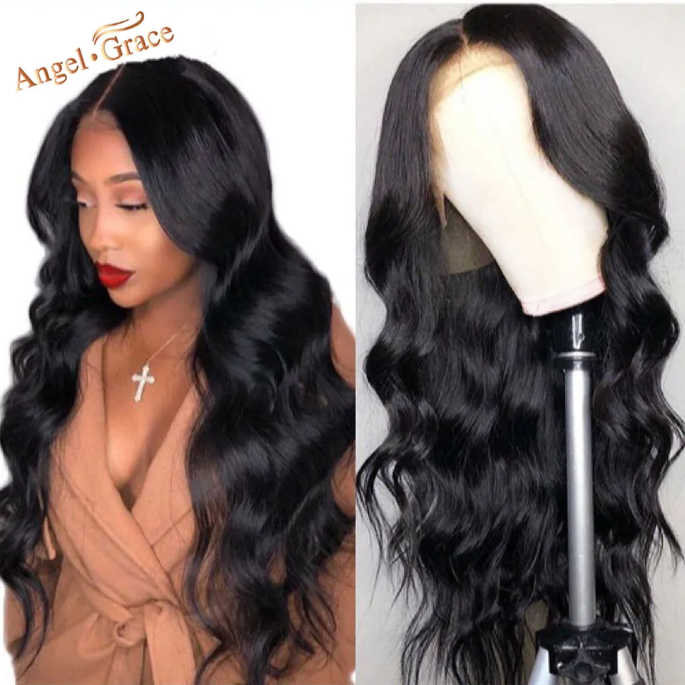 Angel Grace Hair 360, парики из натуральных волос, предварительно сорванные с волосами младенца, бразильские свободные, глубокая волна, фронтальные парики шнурка Remy