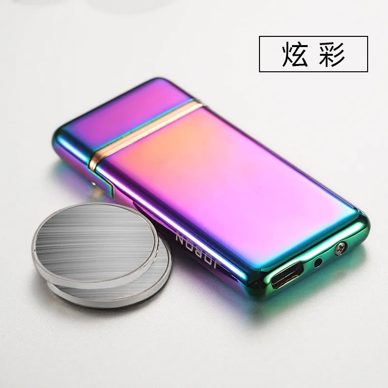 Rainbow Ультратонкая USB Электронная сигарета Зажигалка Ветрозащитная беспламенная без газа Зажигалка необычная портативная перезаряжаемая плазменная дуговая зажигалка - Цвет: Rainbow