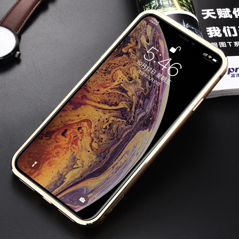 

Original iMatch Metal Case For iPhone XS MAX Coque Genuine Leather Case For iPhone X XS MAX Aluminum Metal Bumper Back Cover