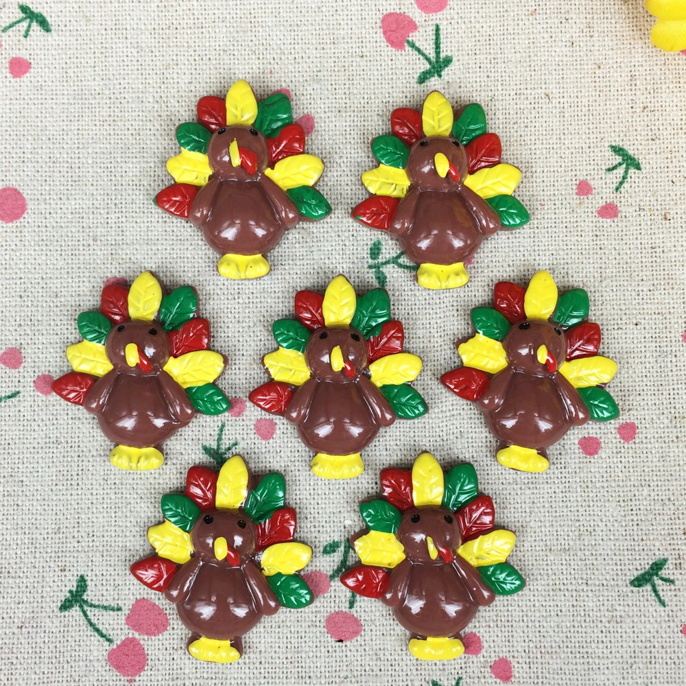 10 шт. Кабошон из каучука с плоской задней поверхностью кавайный мультяшный индюк