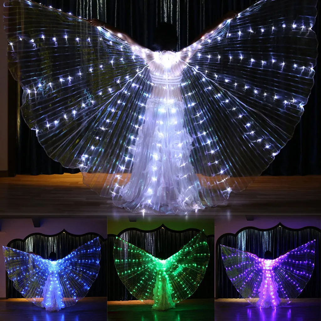 Женский реквизит для танцев на 360 градусов со светодиодными сияющими крыльями