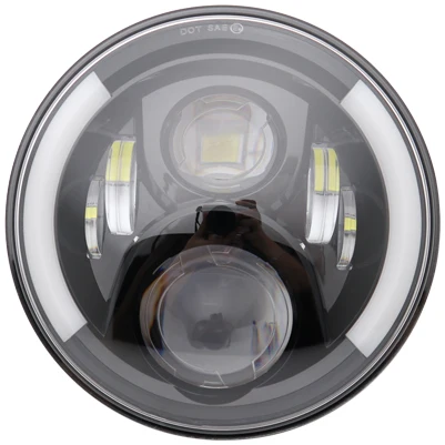 1 pcs black light Передняя фара мотоцикла 7 дюймов светодиодный фонарь с DRL поворотным сигналом Halo Кольцо+ 7 дюймов Монтажный кронштейн кольцо - Цвет: 1 pcs black light