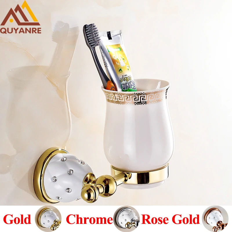 Латунные держатели для зубных щеток с керамическим держателем|brass toothbrush holder|gold