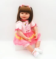 2018 new 61cm reborn babies dolls wear pink flamingo clothes lifelike silicone diy toys bebes reborn baby for girls play house