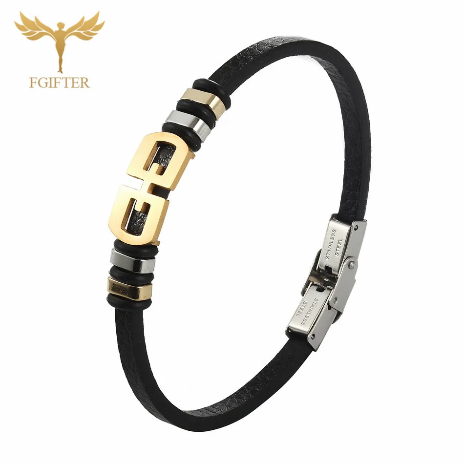 Geometric Bracelets Новые трендовые черные браслеты из настоящей кожи для мужчин и женщин модные браслеты из нержавеющей стали с двойной безопасной застежкой - Окраска металла: Geometric Bracelets