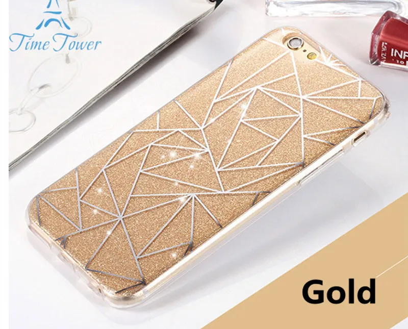 For iPhone X 7 Plus 6 6S 8 Case Cover Glitter Powder Silver Rhombus Soft TPU Phone Cases Capa |