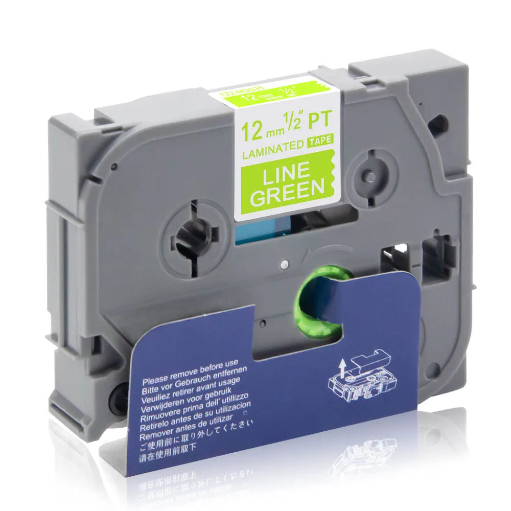 White on Lime Green Absonic 12 мм* 5 м для Brother машина для нанесения этикеток на верхнюю TZe-MQP35 TZe-MQG35 TZe-MQ835 TZe-MQ934 TZe-MQL35 белого цвета на ягодно-розовый запечатанных лент для принтера - Цвет: White on Lime Green