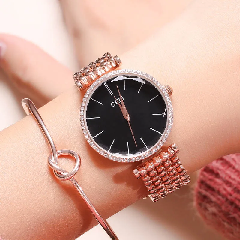 Rosegold black GEDI женские часы модные наручные часы для женщин роскошные женские часы женский браслет Reloj Mujer Часы Relogio Feminino - Цвет: Rosegold black