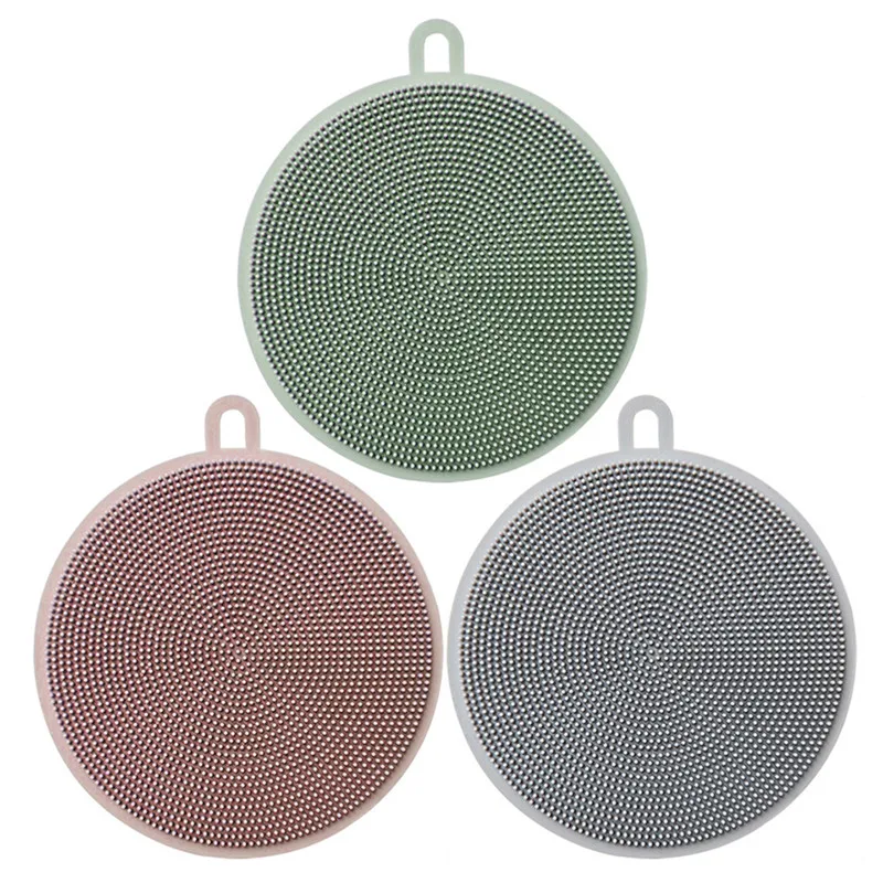 Kitchen Tools Multi-function Antibacterial Silicone Dish Scrubber Brush Dishwashing Silicone-3 Colors Cleaning Brush Dish Brush