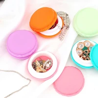 1pcs cute pink color macaron jewelry box organizer mini storage box clip holder case