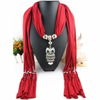 sale olaru bohemia owl chiffon tassel scarf choker necklace woman hot vintage necklaces pendants wholesale accessories new
