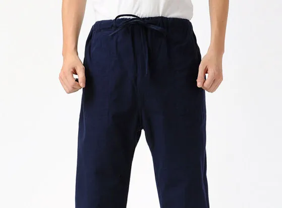 navyblue Китайские Кунг-фу обёртки для ног размера плюс 4XL, мужские Длинные повседневные хлопковые черные штаны с эластичной резинкой на талии - Цвет: navyblue
