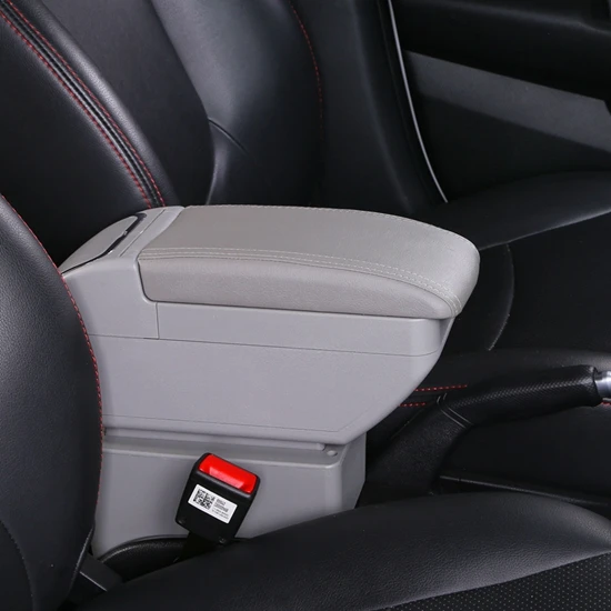 F Style Gray Для Ford Focus 2 Mk2 2005-2011 подлокотник коробка вращающийся из искусственной кожи центральный ящик для хранения с подстаканником пепельница USB в - Название цвета: F Style Gray