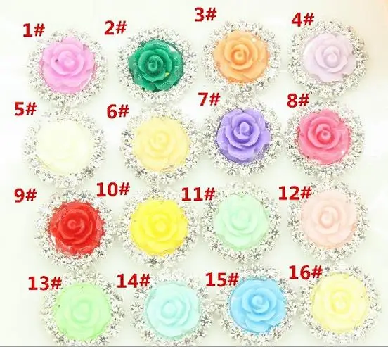 

roses resin center diamante for embellishment 100pcs,16mm pearl buttons, Rhinestone button,wedding embellishment scrapbooking