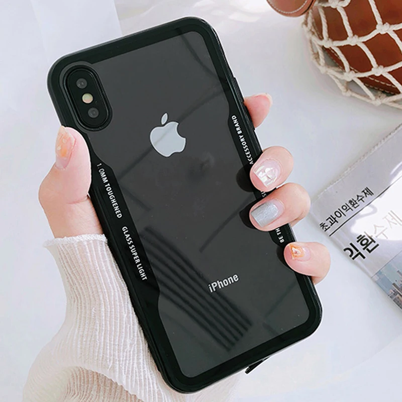 LACK Fashion Hard Protective Clear Phone Case For iphone X Simple Black White Edge 6 6s 7 8 Plus Back Cover Capa |