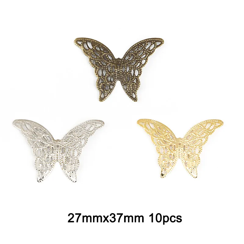 27mmx37mm 10 шт. лунные филигранные цветочные обертки античная бронза металлические поделки Разъемы для DIY украшения Драгоценности для скрапбукинга аксессуары - Color: 27mmx37mm