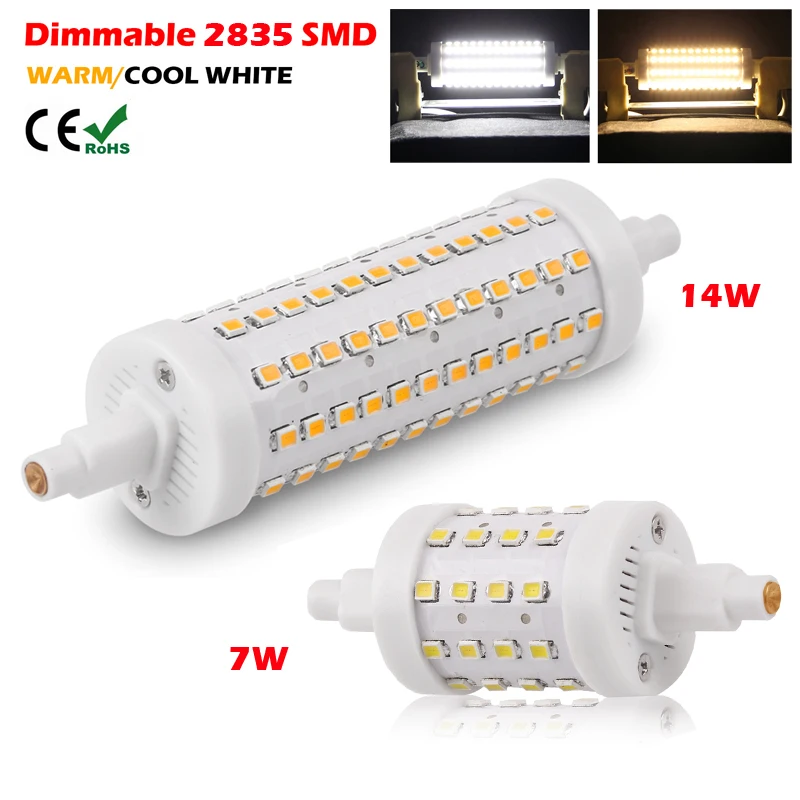 Светодиодная лампа R7S с регулируемой яркостью 78 мм 118 SMD 2835 | Лампы и освещение