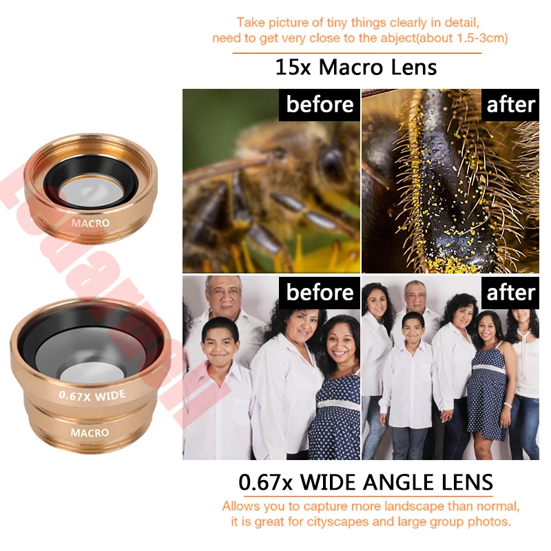 3-in-1 Wide Angle Macro Fisheye Lens Camera Kits Mobile Phone Fish Eye Lenses with Clip 0.67x for iPhone telescope | Инструменты