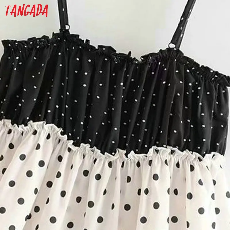 Tangada Женская Сексуальная Лоскутная майка Топ в горошек без рукавов с открытой спиной Женская шикарная strenky рубашка блузка 3A10
