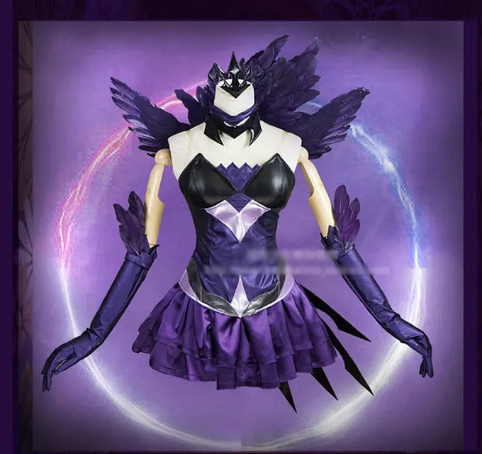 

[Customize]Game LOL Female hero Lux The Lady of Luminosity Darkness ver. Cosplay Costume Gorgeous Dress Halloween Suit For Women