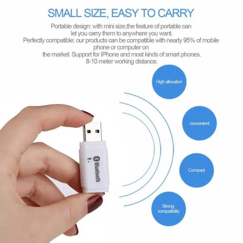 Мини USB беспроводной адаптер Bluetooth 5 0 аудио стерео приемник с микрофоном для ПК