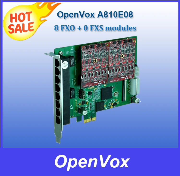OpenVox A810E08 8 FXO + 0 FXS PCI express Карты для IP PBX АТС колл Центр IVR VOIP Шлюзы|gateway power cord