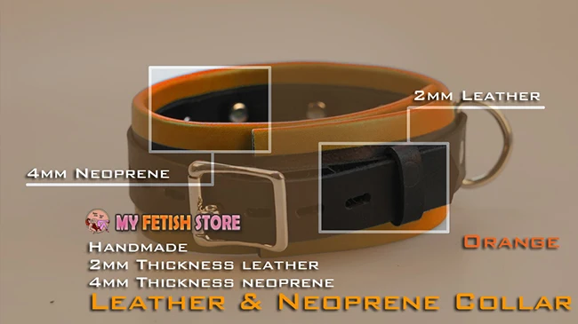 Фото (RD1115)Luxury Customize Handmade 2mm Thickness Leather And 4mm Neoprene Collar Orange Fetish Wear Тематическая одежда и (RD1115)Luxury Customize Handmade 2mm Thickness Leather And 4mm Neoprene Collar Orange Fetish Wear Тематическая одежда и