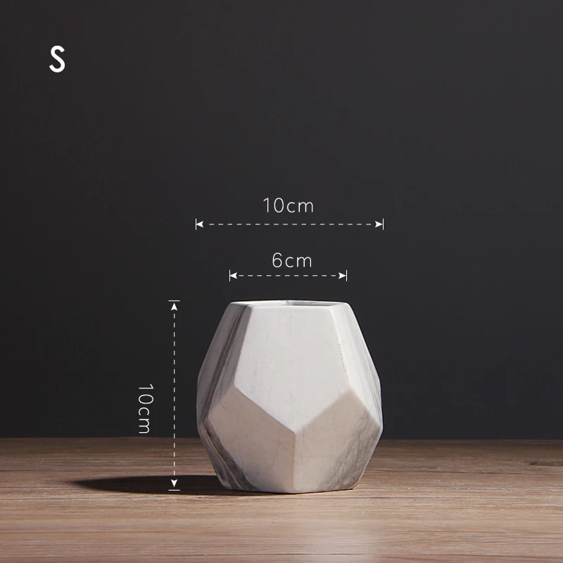 1 шт. Современная Белая Мраморная Ваза Геометрическая белая керамическая ваза