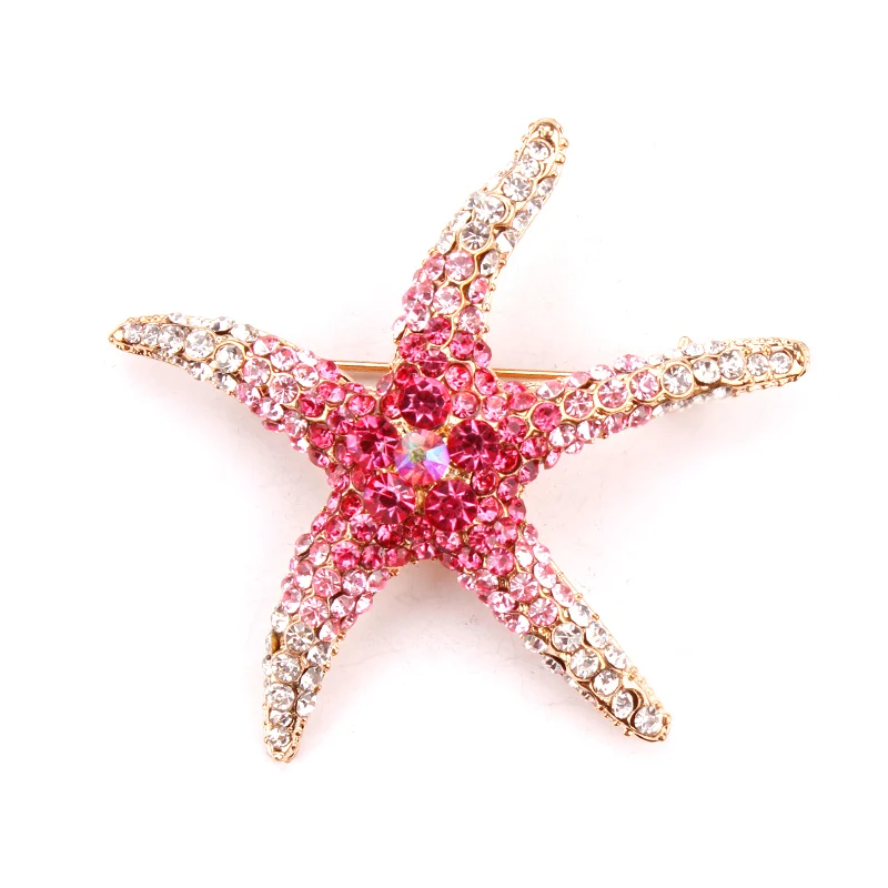 Красные и синие кристаллы стразы Морская звезда модная брошь булавки для