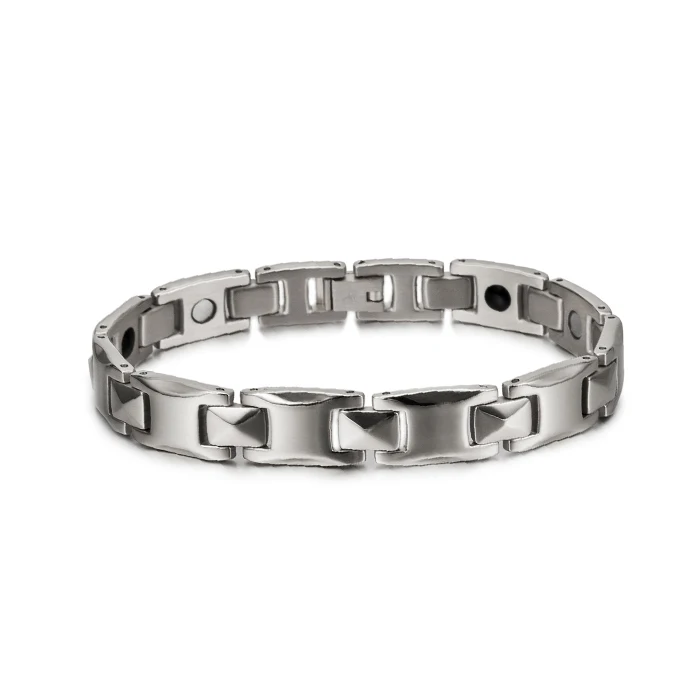men silver Магнитный браслет Vinterly для влюбленных, мужской браслет из нержавеющей стали, энергетический браслет из розового золота, стальные магнитные браслеты для женщин - Окраска металла: men silver