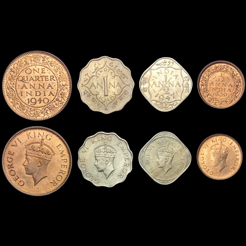 Набор 4 шт. британская индийская монета набор издание Азия 100% настоящая и