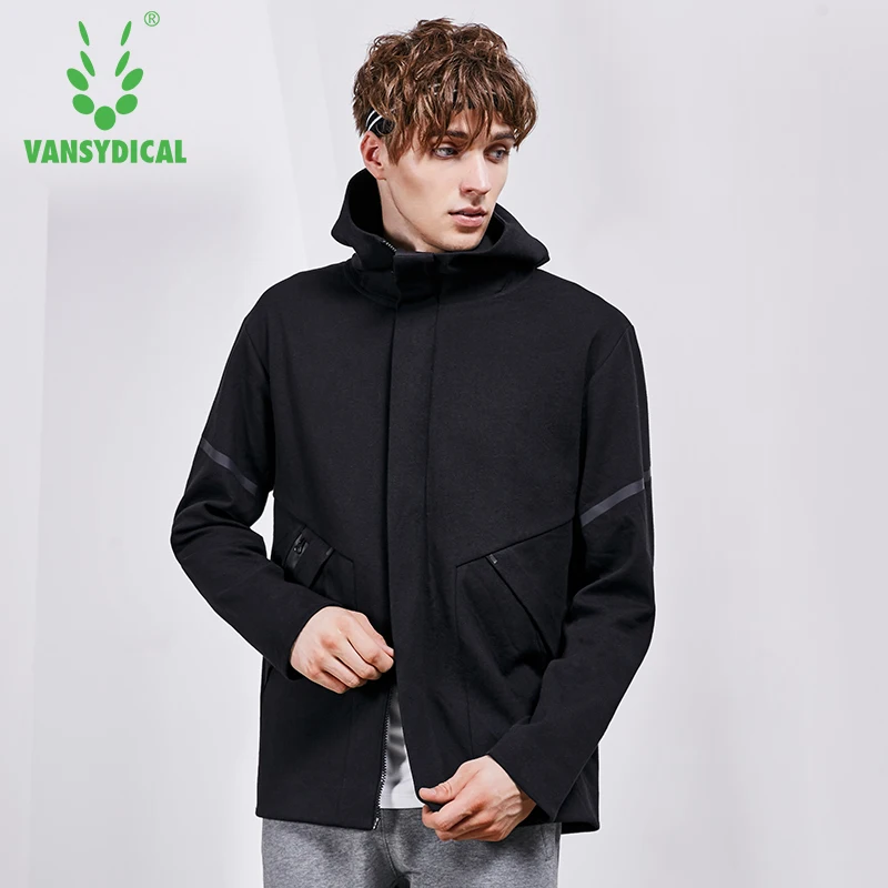Vansydical мужские спортивные куртки для бега зимняя куртка с капюшоном ветровка на