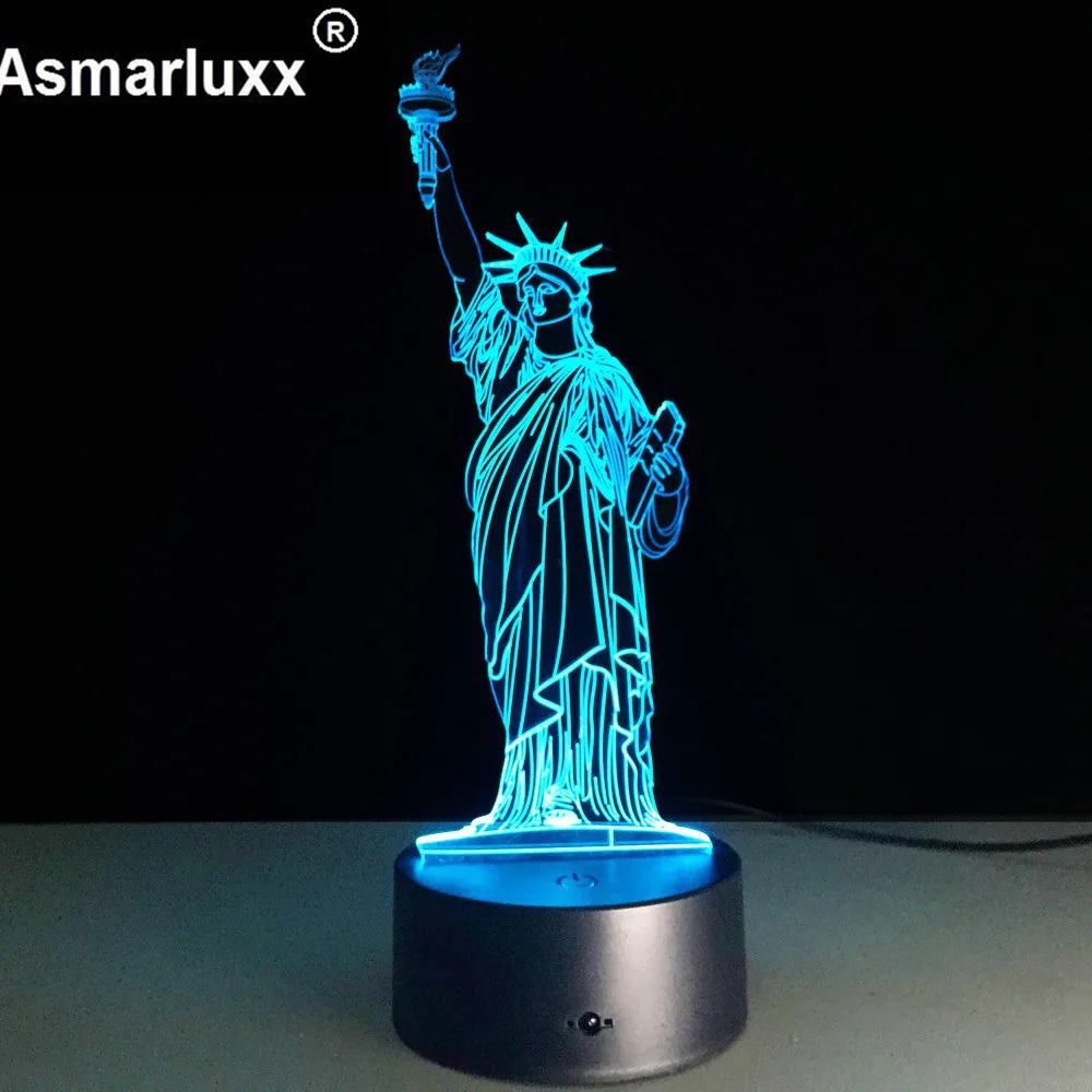 3D ночной Светильник US Liberty сменная лампа для настроения светодиодный светильник 5