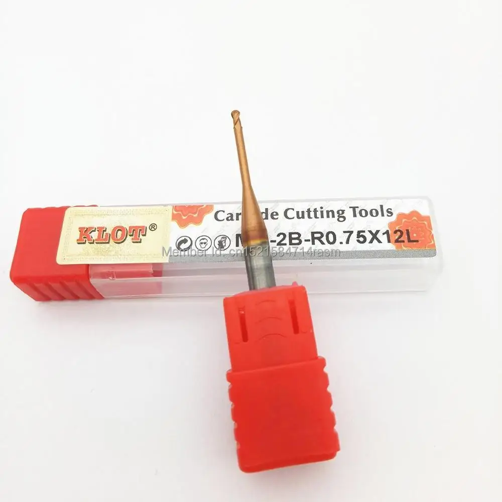 KLOT HRC60 Расширенный Reach TiCN твердосплавная Концевая фреза R0.5 R0.75 R1 r1.25мм фреза|ball nose