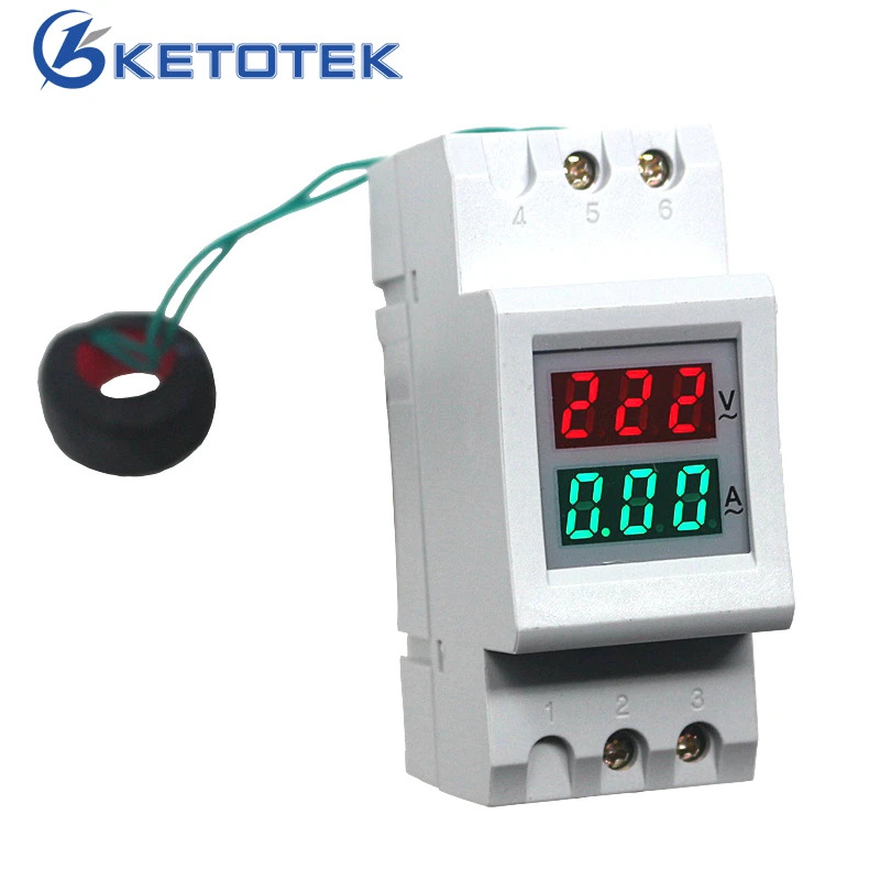 

Din Rail Digital AC 0-100A Ammeter AC 80-300V 200-450V Voltmeter LED Display Volt Amp Meter Voltage Volt Current Tester