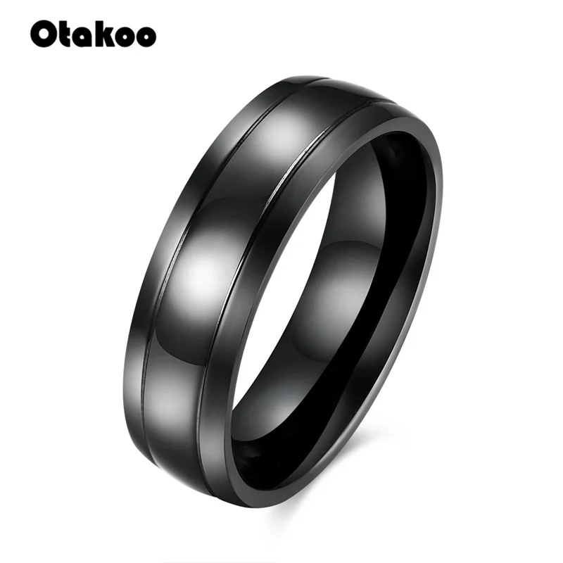 Мужское гладкое кольцо печатка Otakoo черное в стиле панк рок вечерние ювелирные