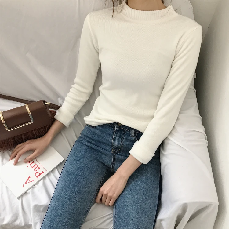 TAJIYANE New 2018 Spring Fashion Women Sweater High Elastic Solid Turtleneck Slim Bottoming Knitted Pullover LD208 | Женская одежда