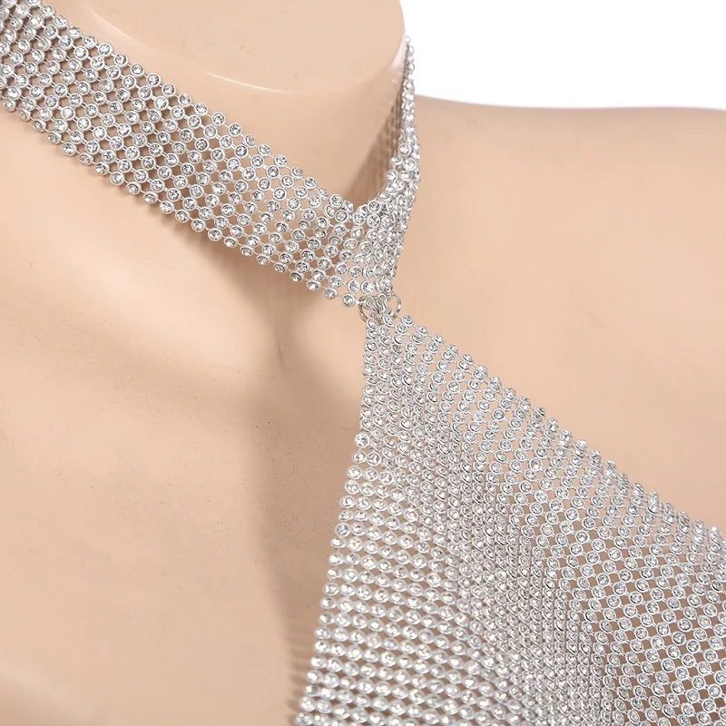 Multiple Colors Sequins/Rhinestone Chain Dress Metal Mesh Bra Choker Chainmail Charm Female Party Club Body Jewelry | Украшения и