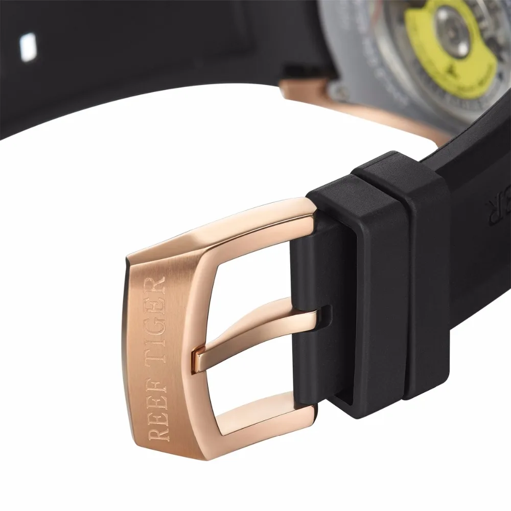 Мужские часы Reef Tiger/RT спортивные аналоговые автоматические с турбийоном розовое
