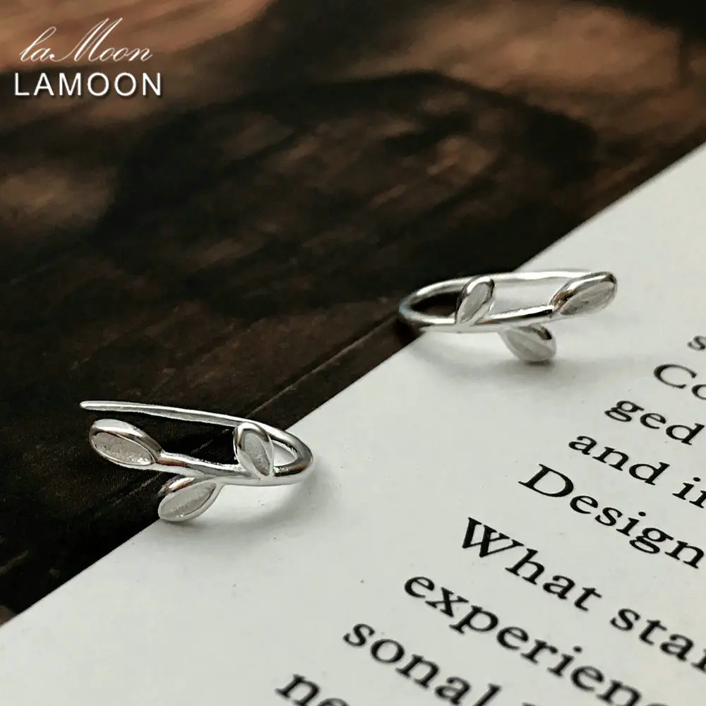Серьги-клипсы LAMOON с маленькими листьями модный аксессуар 100% чистое серебро 925