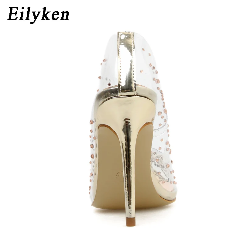 EilyKen новинка весна-осень модные женские туфли-лодочки с заклепками прозрачные