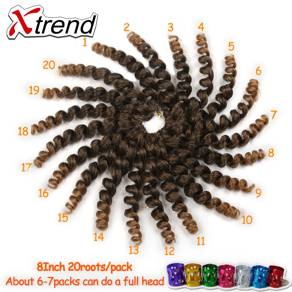 Xtrend 8 дюймов 20 корней прыгающая палочка Омбре крючком косички синтетические Jamaican