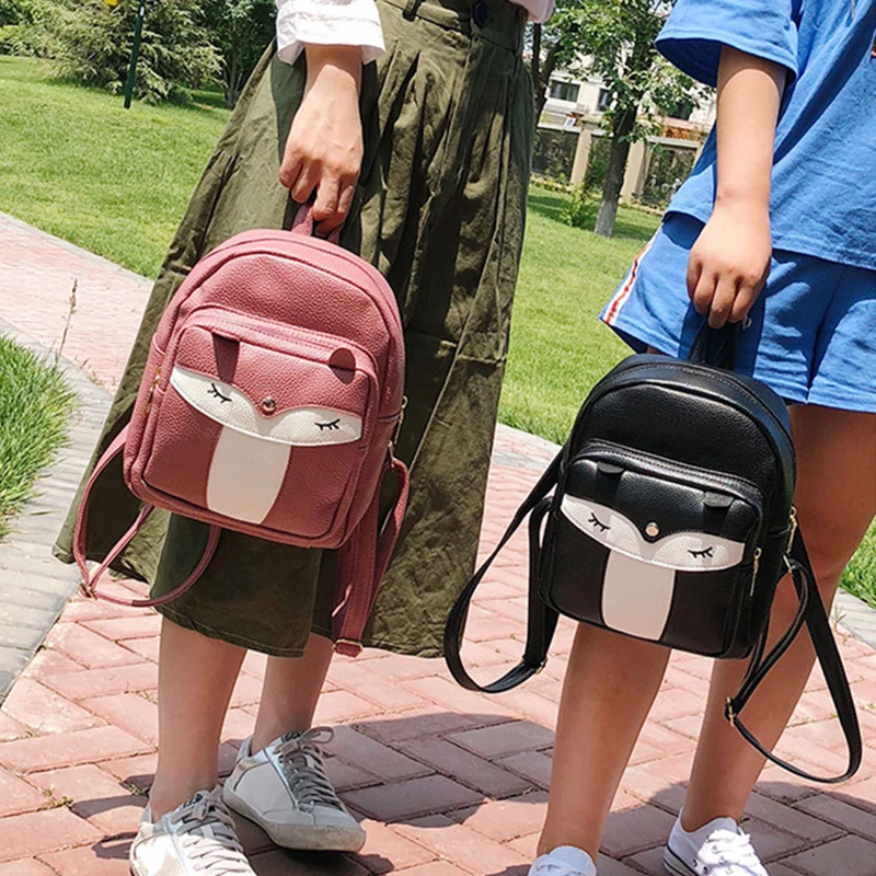 Симпатичный мини кожаный модный рюкзак с лисой маленькие сумки для девочек