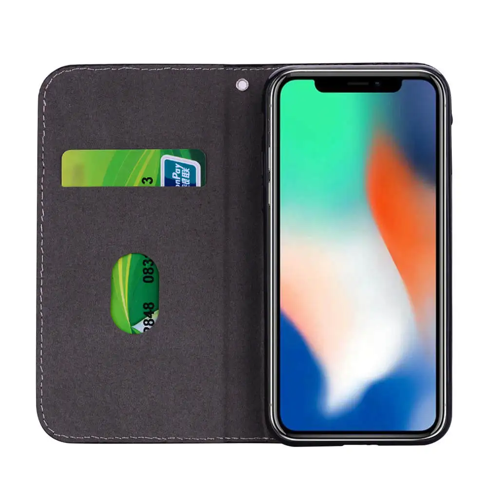 Блестящий чехол для iPhone Xs Max Xr X роскошный бумажник из искусственной кожи с узором