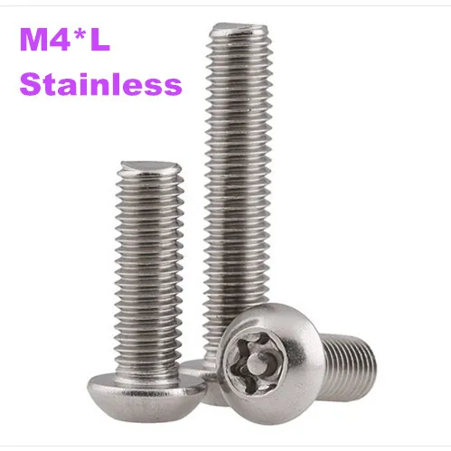 

100 шт./лот винты Безопасности Torx с круглой головкой из нержавеющей стали с противоугонной стойкой M4 * 6/8/10/12/14/16/20/25/30/40/50