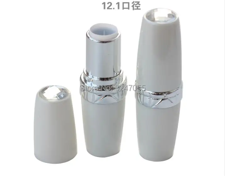 

10/30/50pcs 12.1mm Plastic Classic Empty Lipstick Tube, Round White Lip Balm Sub Bottle, Black Lip Rouge Refillable Containers