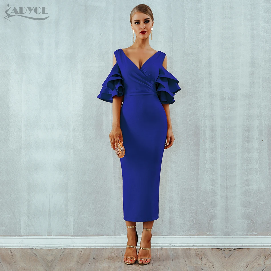 Adyce, новое летнее женское Клубное платье, Vestidos, вечерние платья знаменитостей, желтое, красное, с рюшами, с бабочкой, с коротким рукавом, миди, Клубные платья