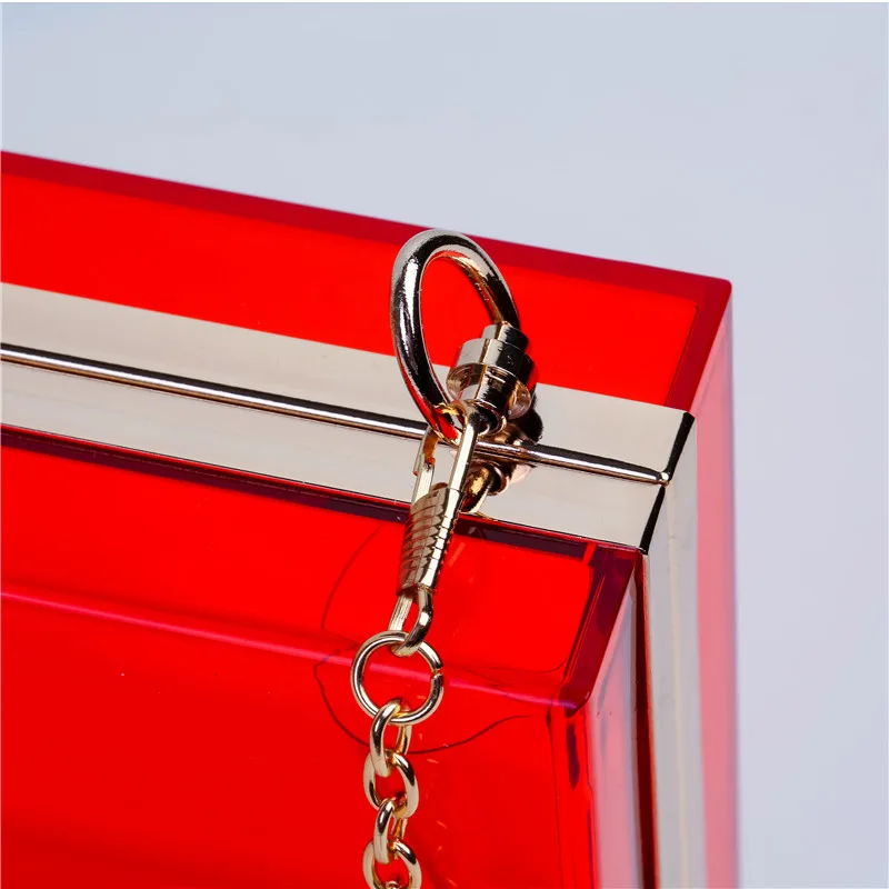 Fashion Red Transparent Acrylic Clutch Bag Party Evening Bags Chain Women Shoulder Messenger Bride Wedding Handbags Wallet | Багаж и сумки