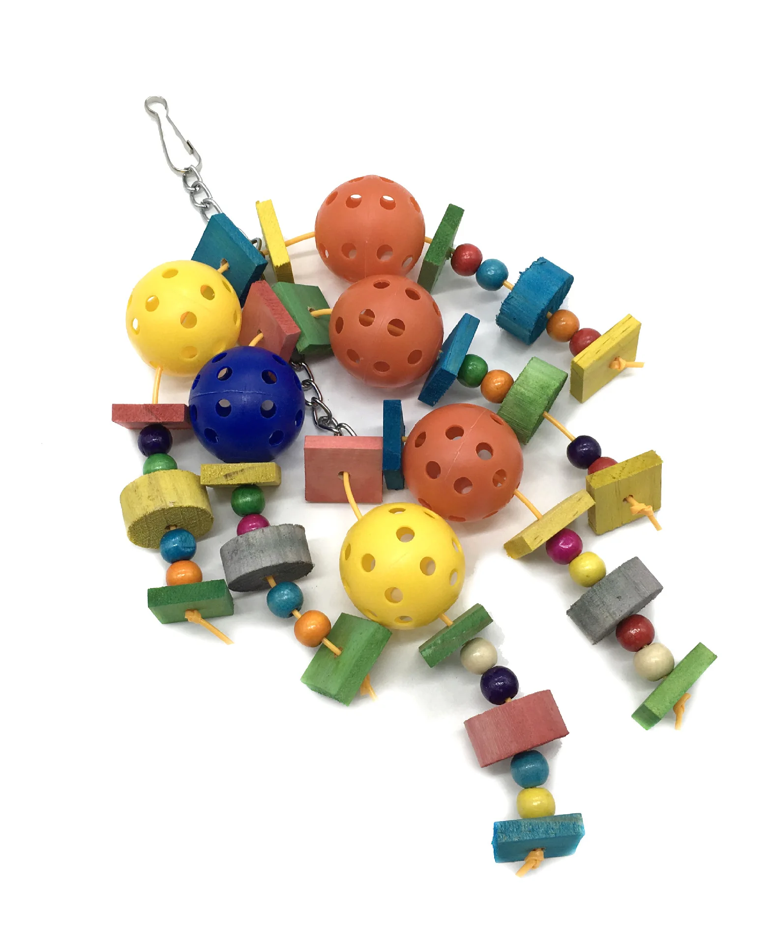 

1PCS Parrot Toys Wooden Block Gnawing Plastic Hollow Beads Hanging String / Ball Three Hang Bird Cage Accessories