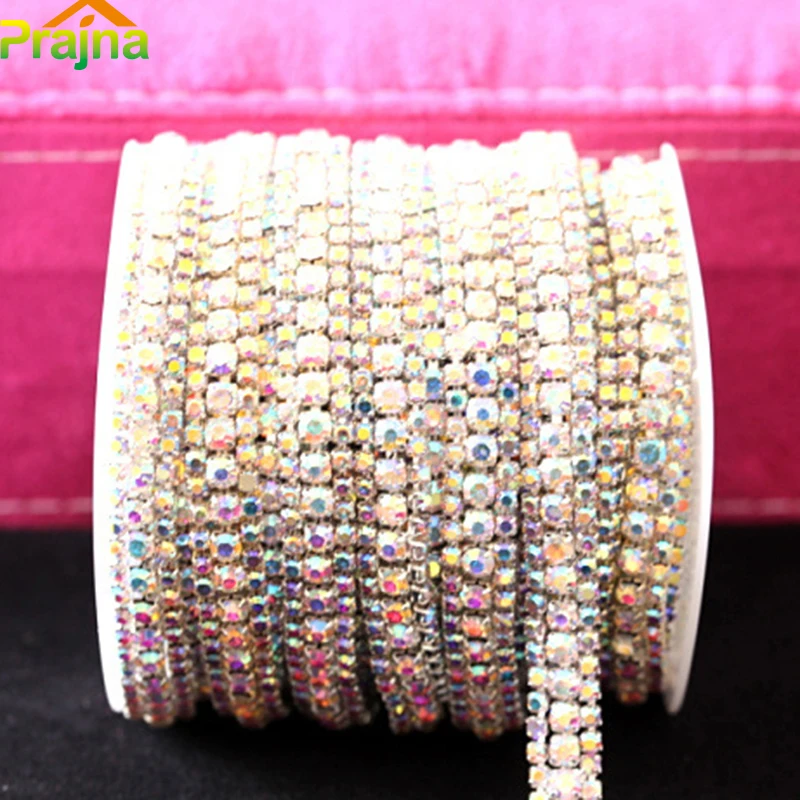 Prajna SS8 + SS16 3 ряда 5 ярдов DIY Кристалл Стразы Лента цепочка аппликатор стекло